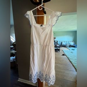 Lane Bryant white dress with blue trim.